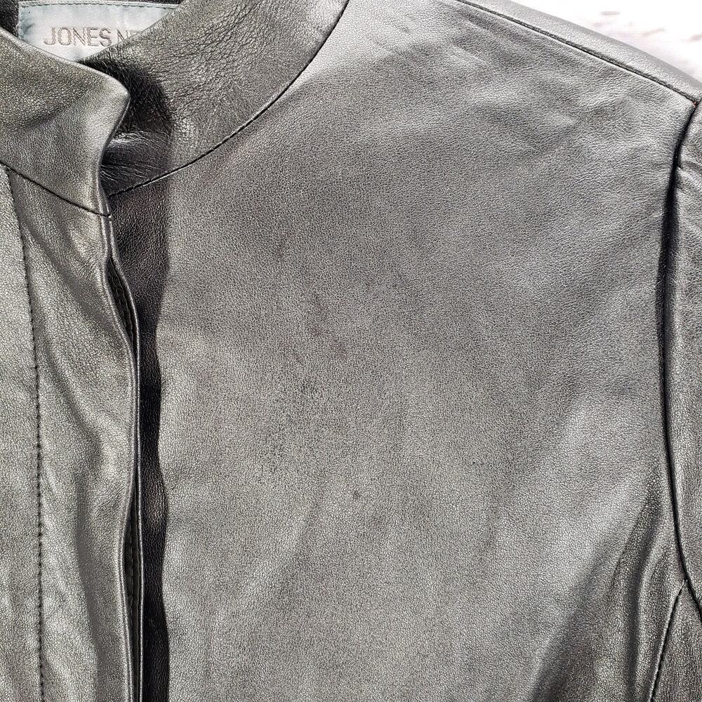 Jones New York Women's Gray Soft Leather Button Front Jacket Size 8 - Picture 8 of 15